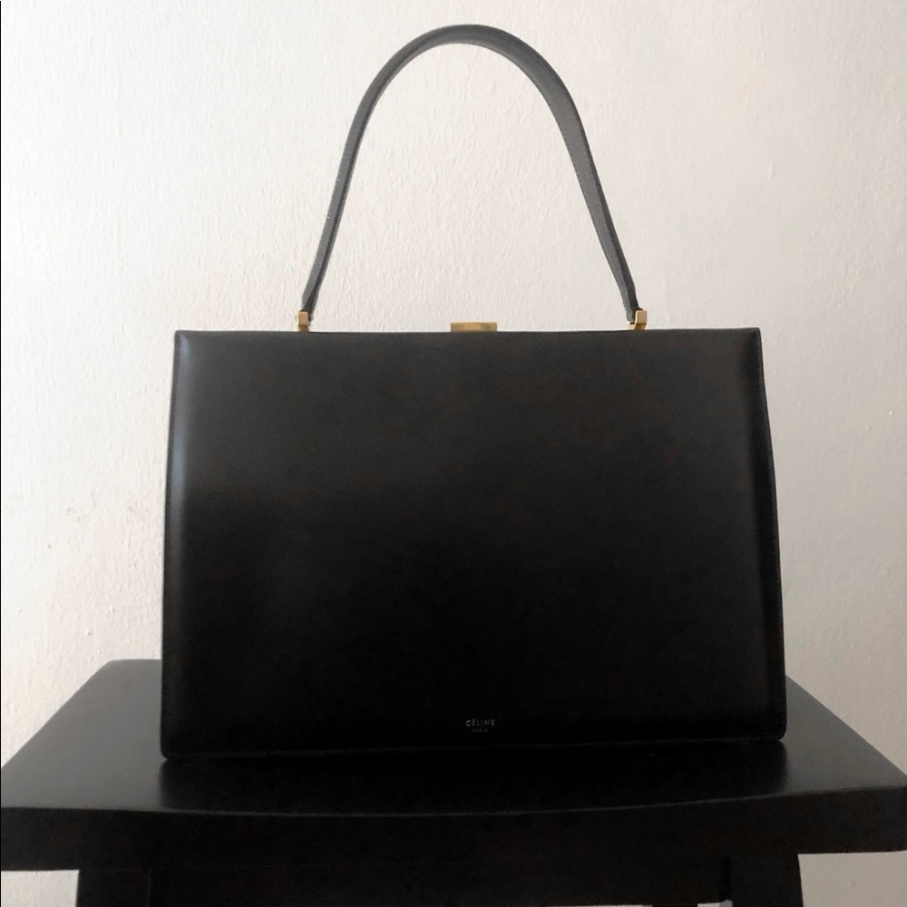 Old CELINE medium clasp bag black